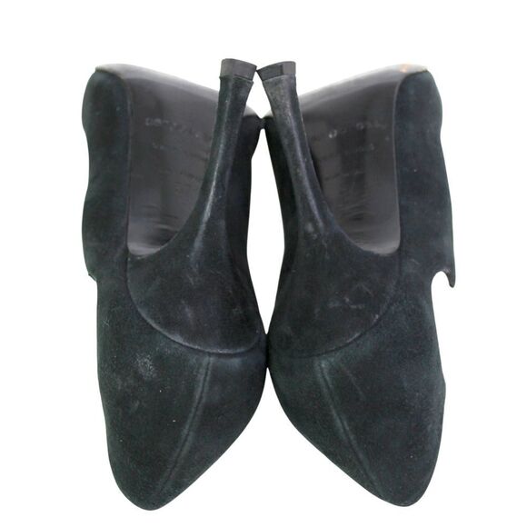 Sergio Rossi BLACK REAL LEATHER SUEDE HIGH HEEL POINTED CLASSIC PUMP SHOES Sz 37 - Picture 9 of 11